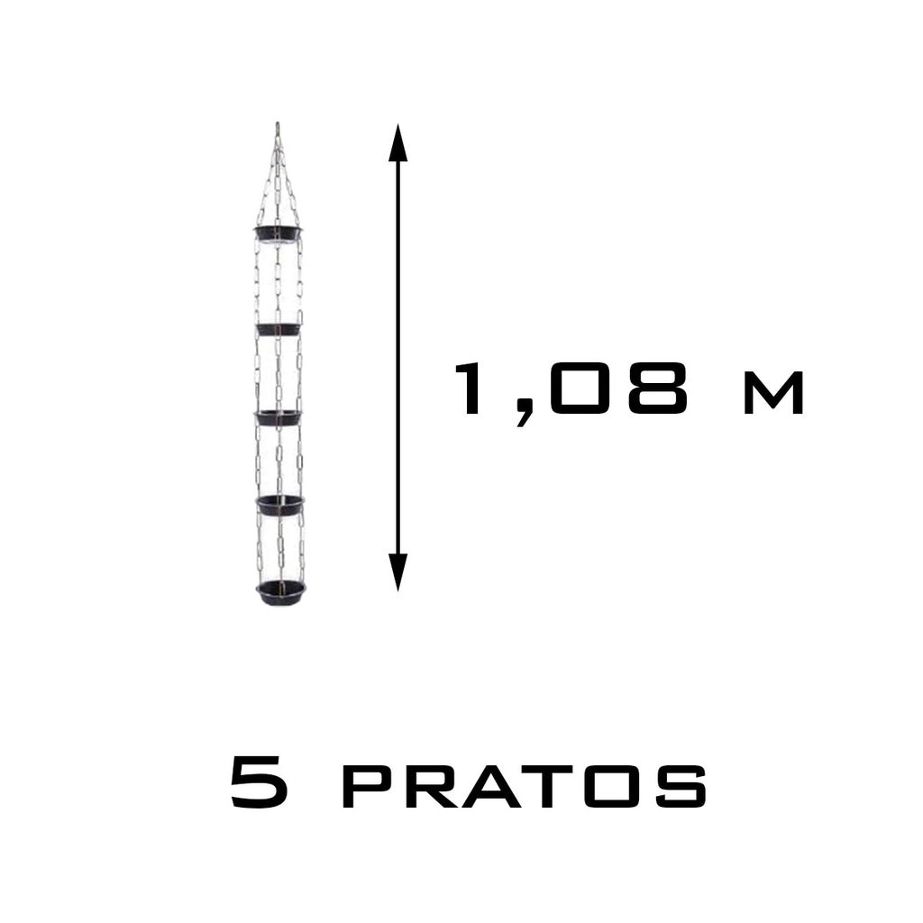 Imagem do Violeteiro com Corrente de Metal e Pratos, com 5 pratos 1,08 metros de comprimento.